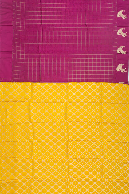 Banarasi Katan Silk Checks Purple Saree
