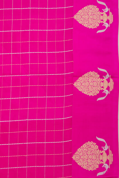 Banarasi Katan Silk Checks Pink Saree