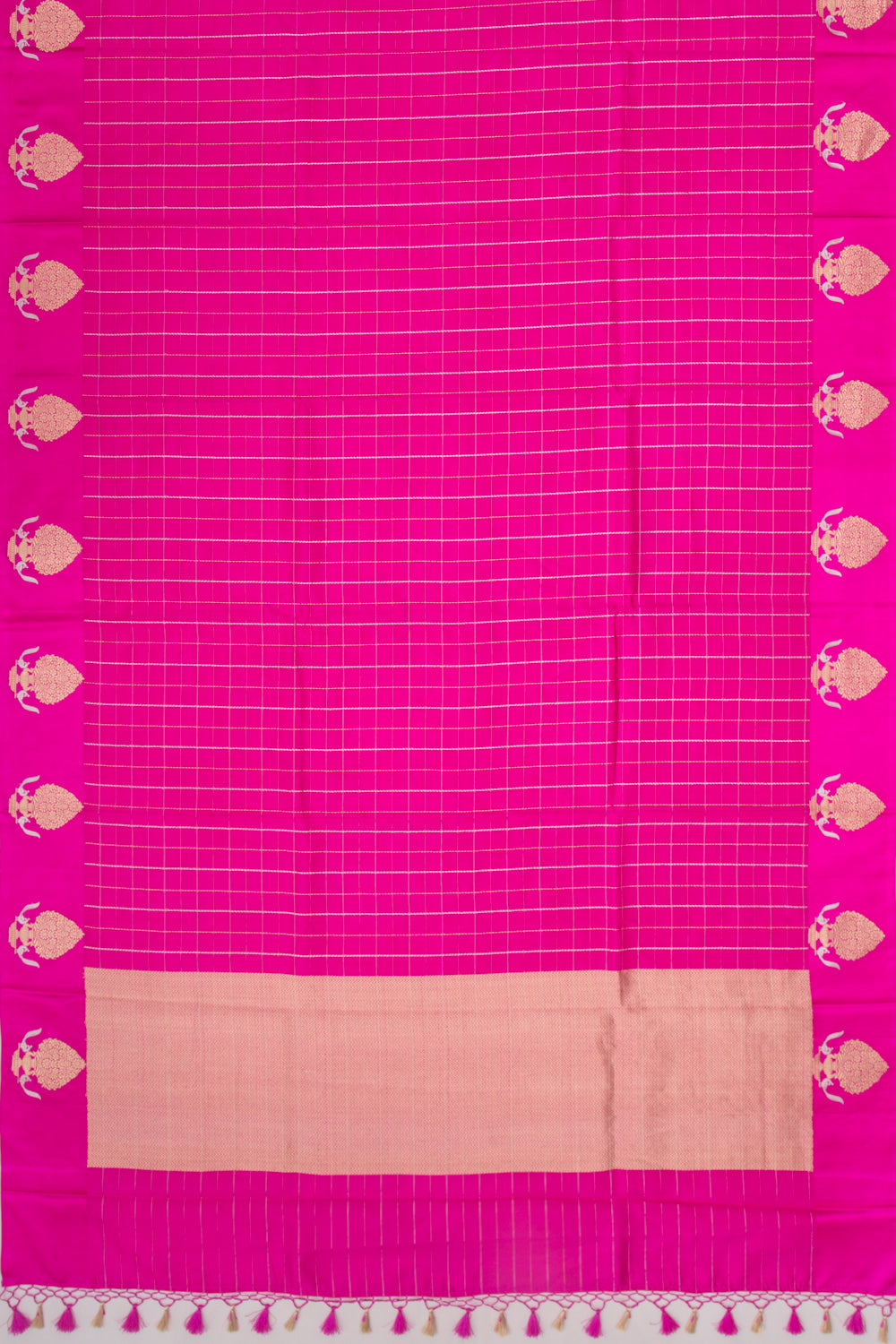 Banarasi Katan Silk Checks Pink Saree