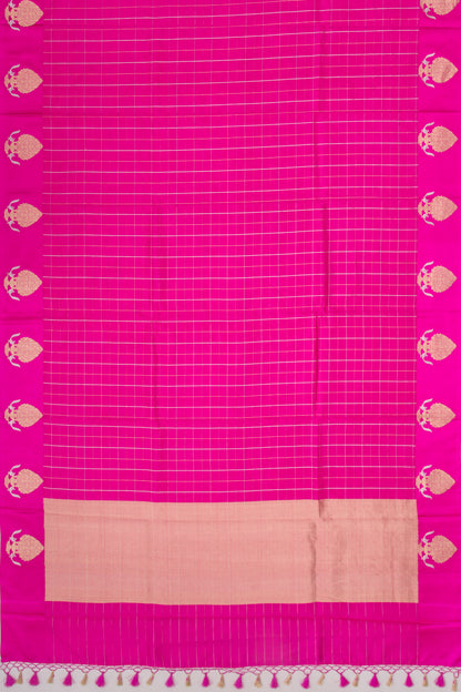 Banarasi Katan Silk Checks Pink Saree