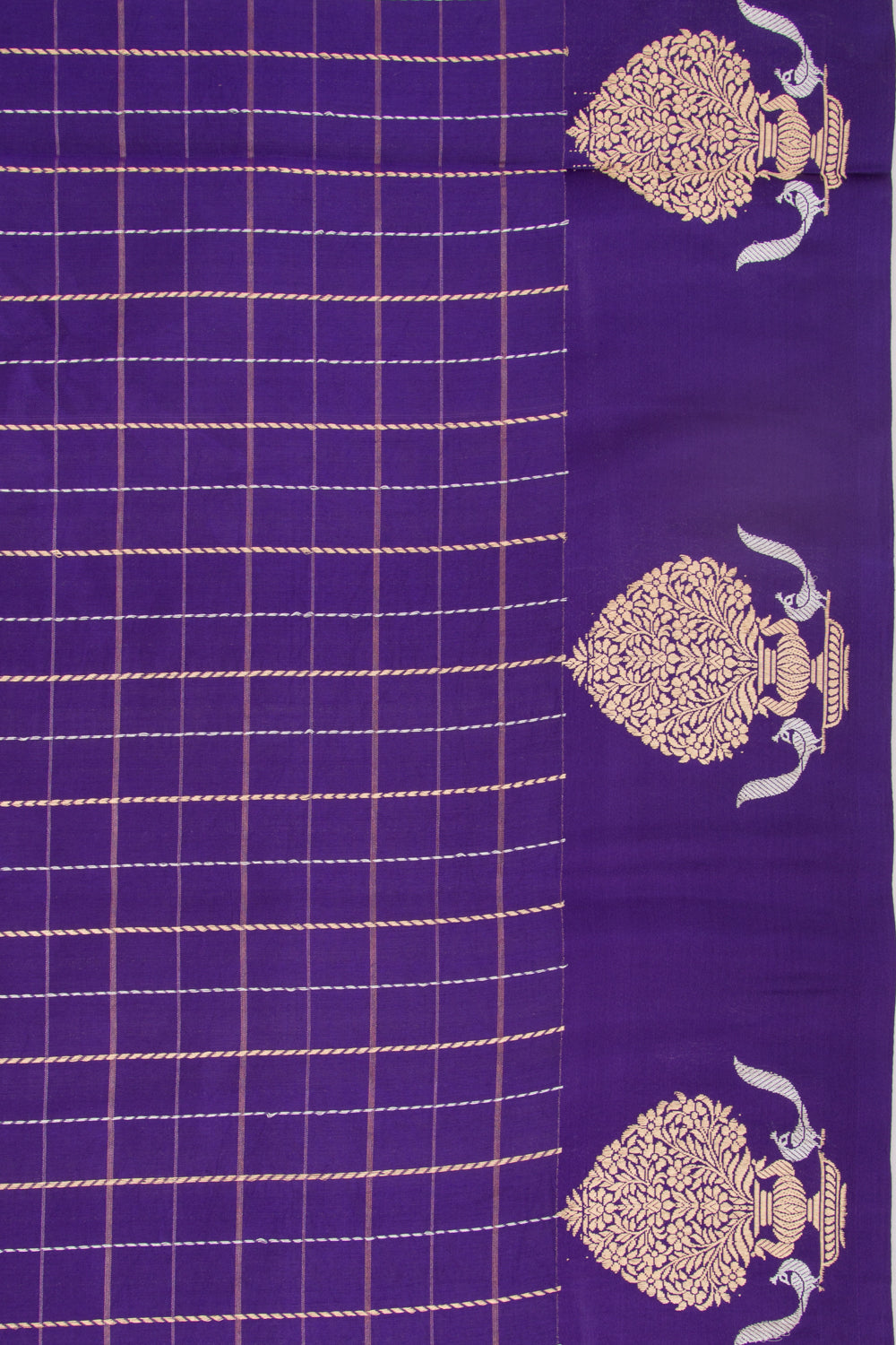 Banarasi Katan Silk Checks Purple Saree