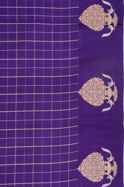 Banarasi Katan Silk Checks Purple Saree