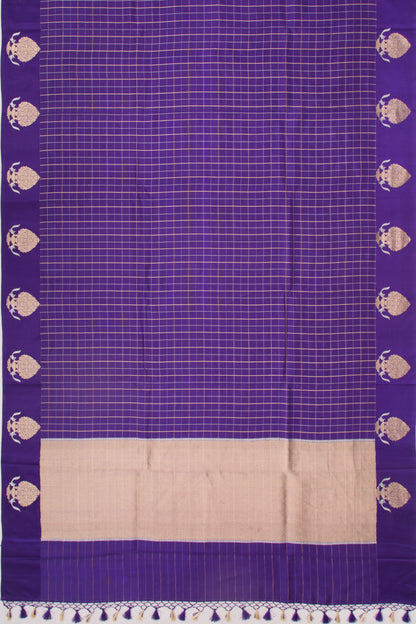 Banarasi Katan Silk Checks Purple Saree