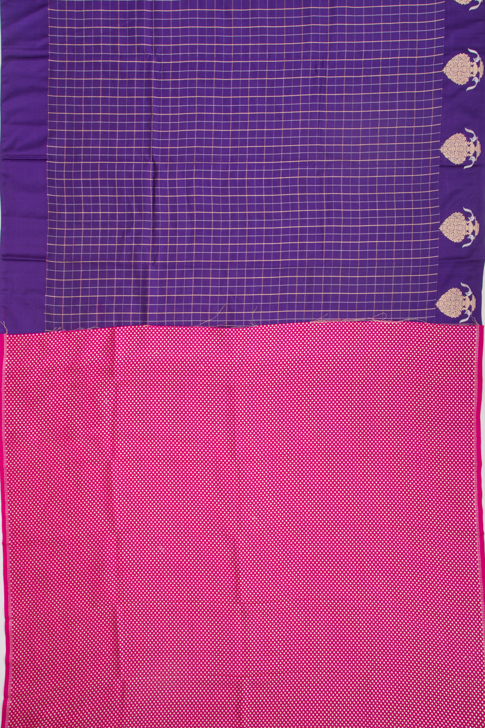 Banarasi Katan Silk Checks Purple Saree