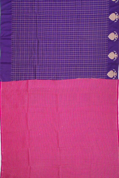 Banarasi Katan Silk Checks Purple Saree