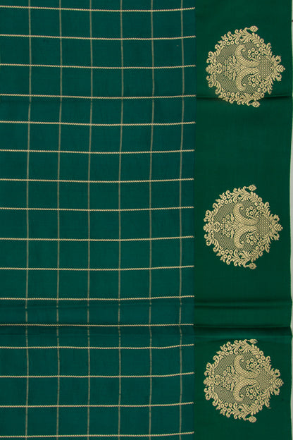 Banarasi Katan Silk Checks Green Saree