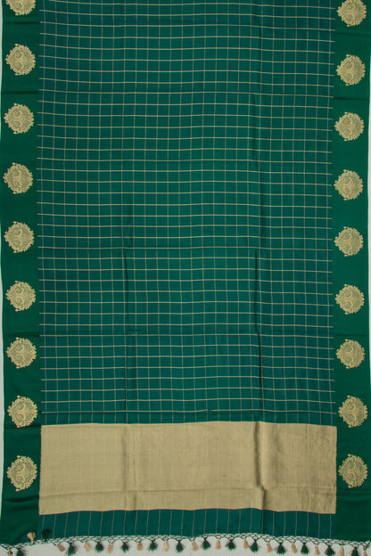 Banarasi Katan Silk Checks Green Saree