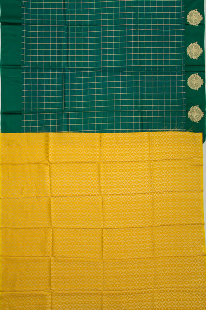 Banarasi Katan Silk Checks Green Saree