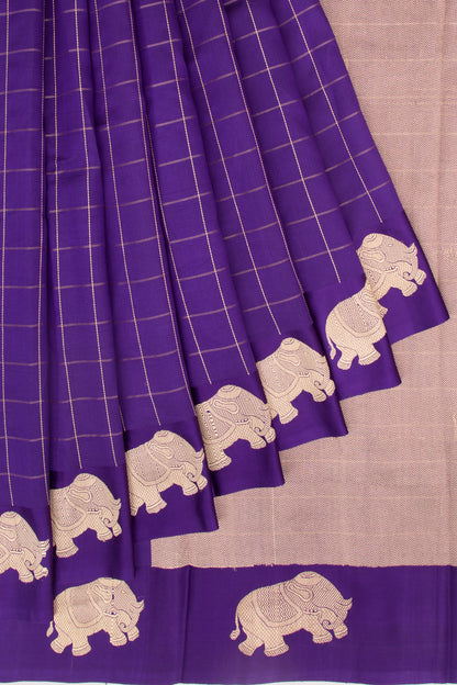 Banarasi Katan Silk Checks Purple Saree