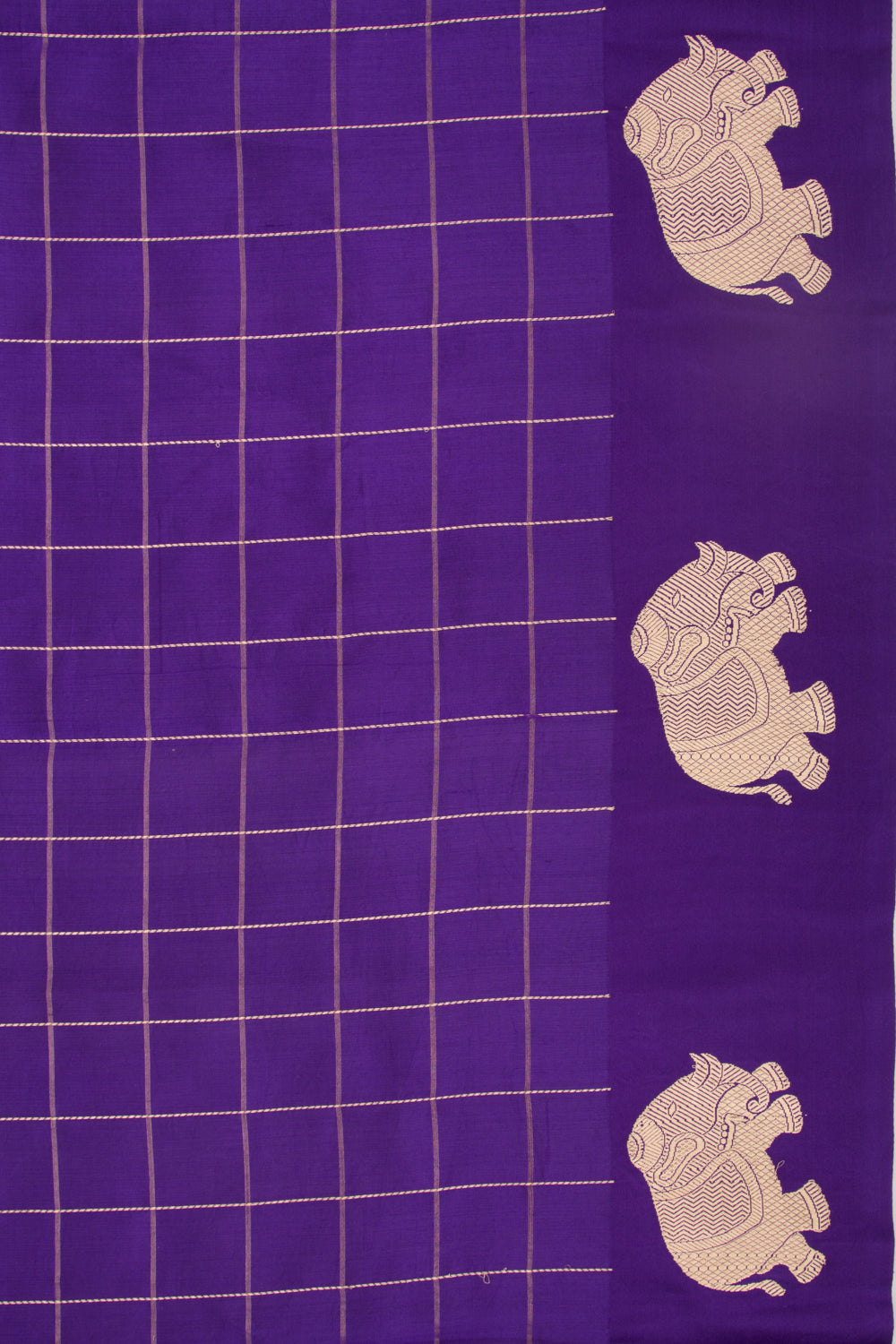 Banarasi Katan Silk Checks Purple Saree