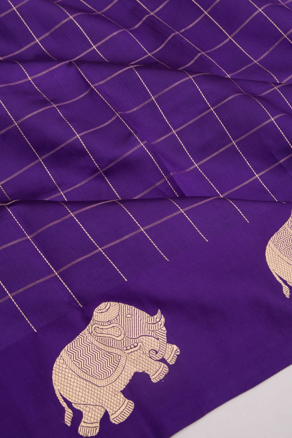 Banarasi Katan Silk Checks Purple Saree