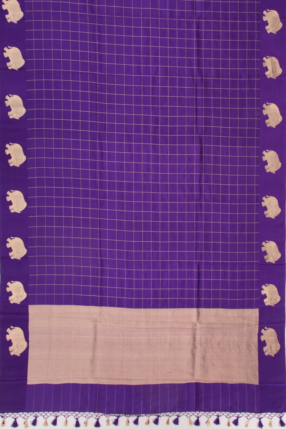 Banarasi Katan Silk Checks Purple Saree