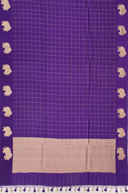 Banarasi Katan Silk Checks Purple Saree