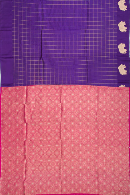 Banarasi Katan Silk Checks Purple Saree