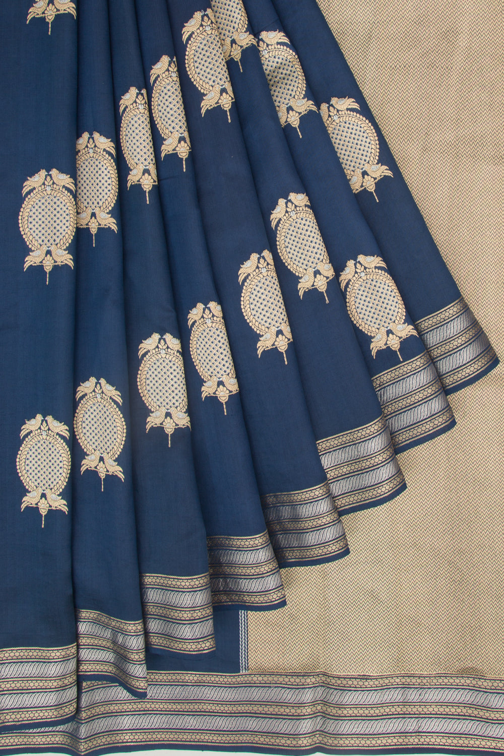 Banarasi Katan Silk Butta Blue Saree