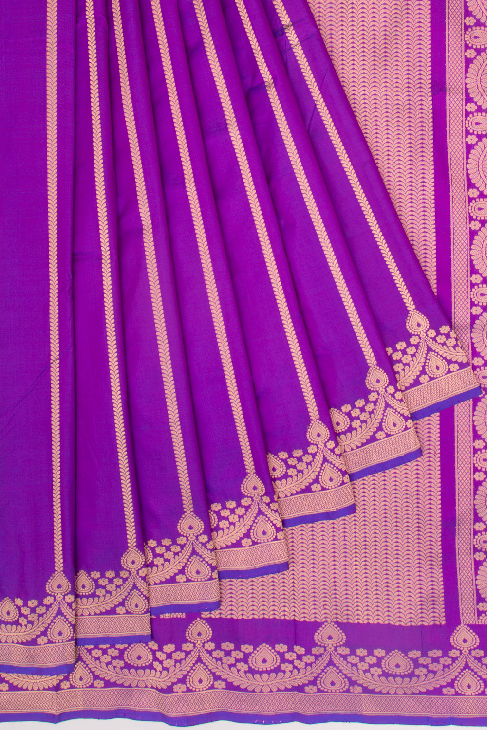 Banarasi Katan Silk Vertical Lines Violet Saree