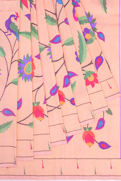 Paithani Silk Gold Tissue All Over Pink Saree
