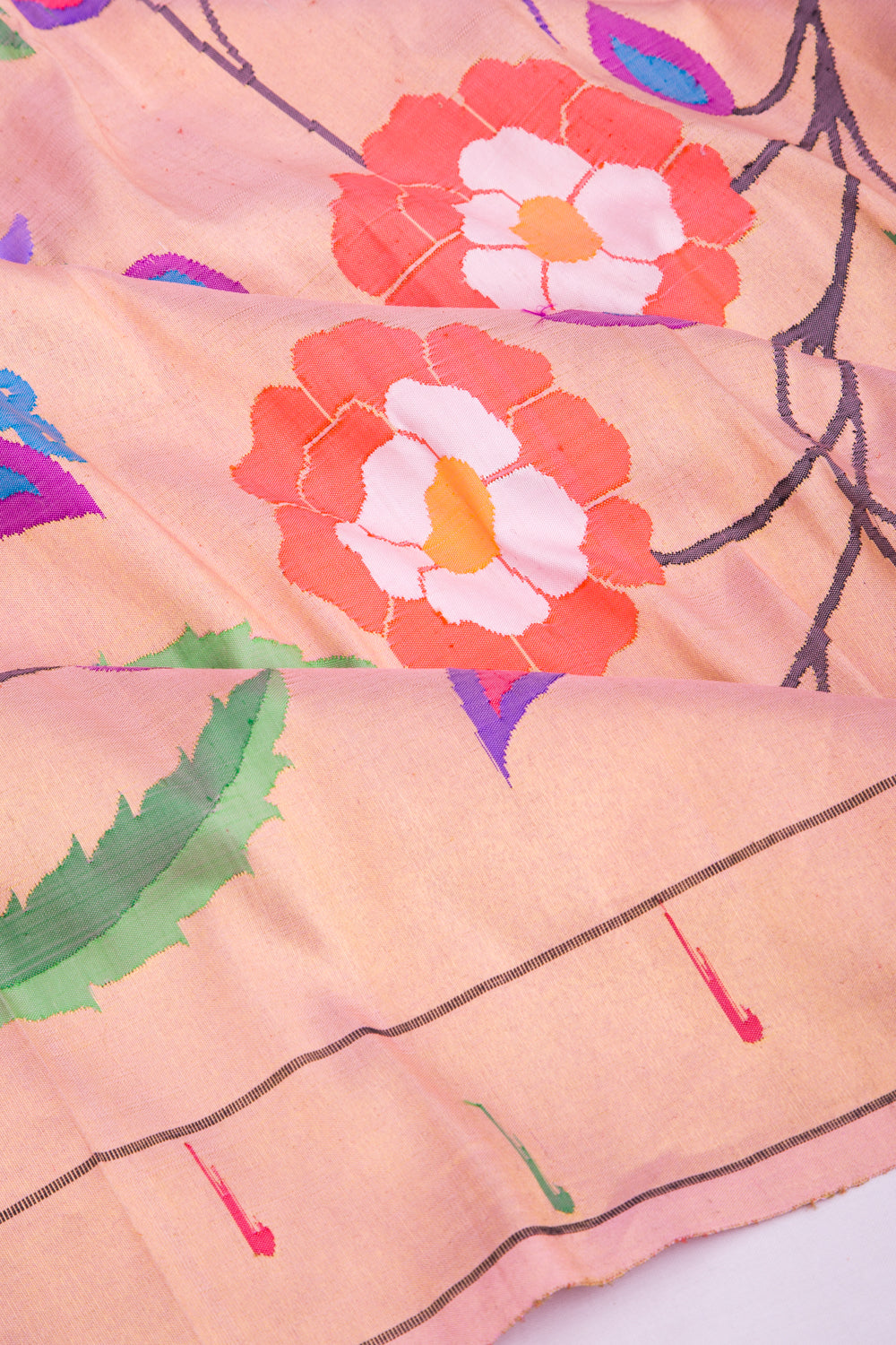 Paithani Silk Gold Tissue All Over Pink Saree