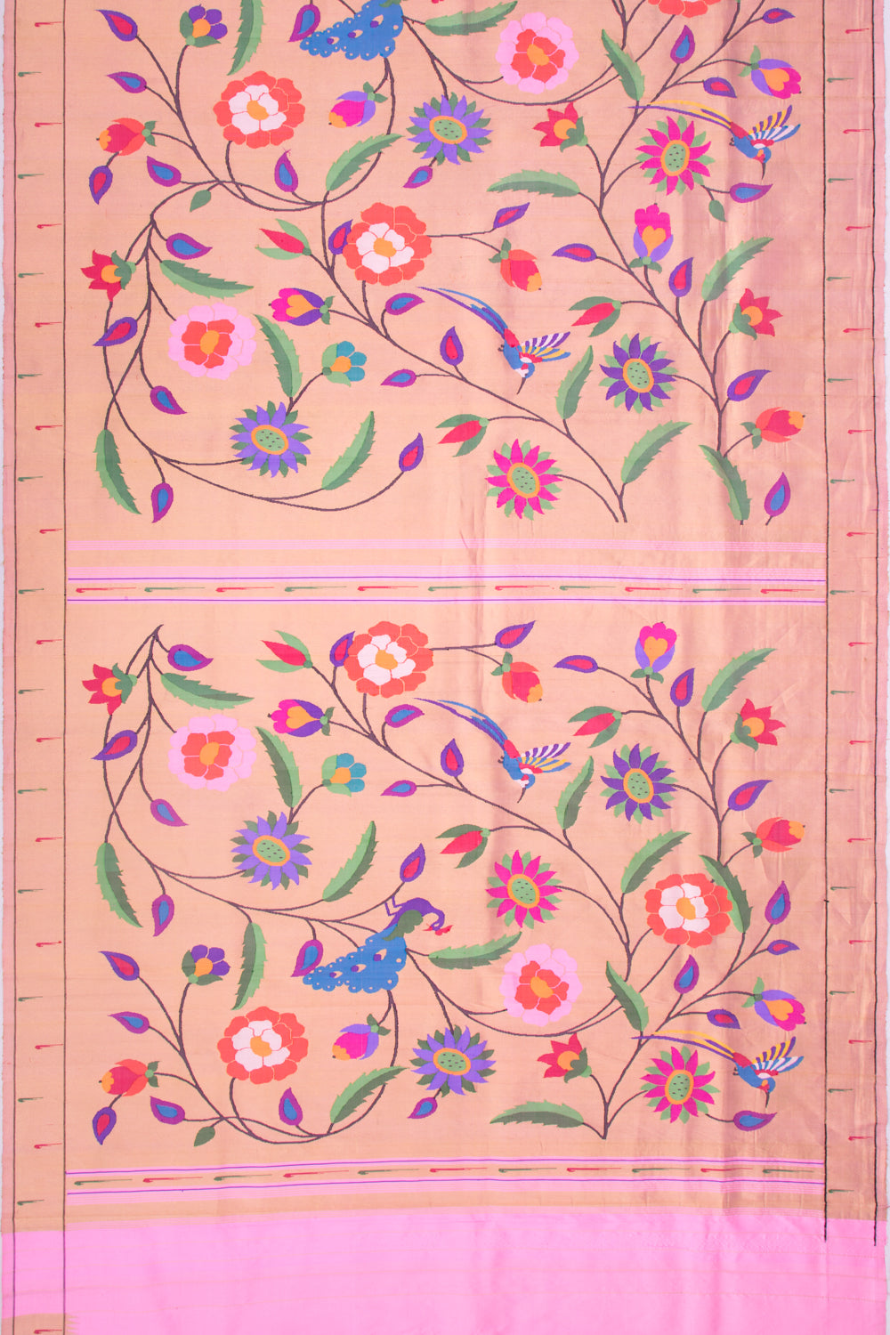 Paithani Silk Gold Tissue All Over Pink Saree