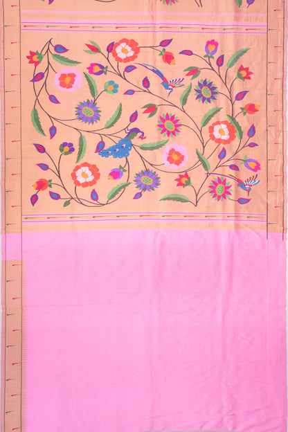 Paithani Silk Gold Tissue All Over Pink Saree