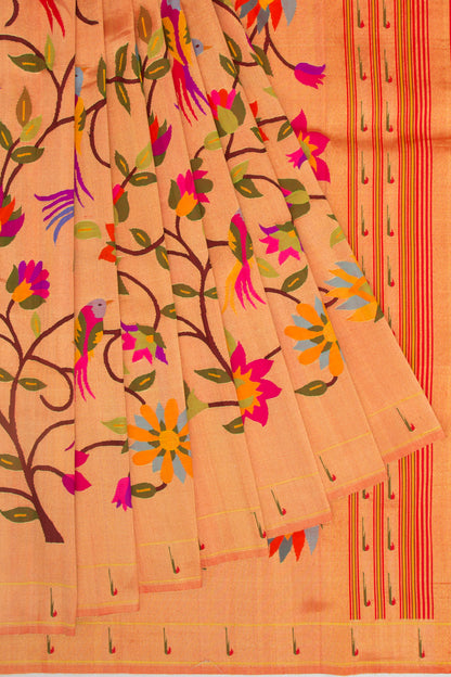 Paithani Silk Gold Tissue All Over Red Saree