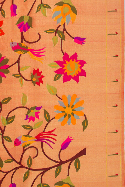 Paithani Silk Gold Tissue All Over Red Saree
