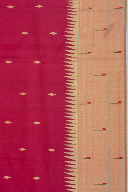 Paithani Silk Butta Maroon Saree With Triple Muniya Border