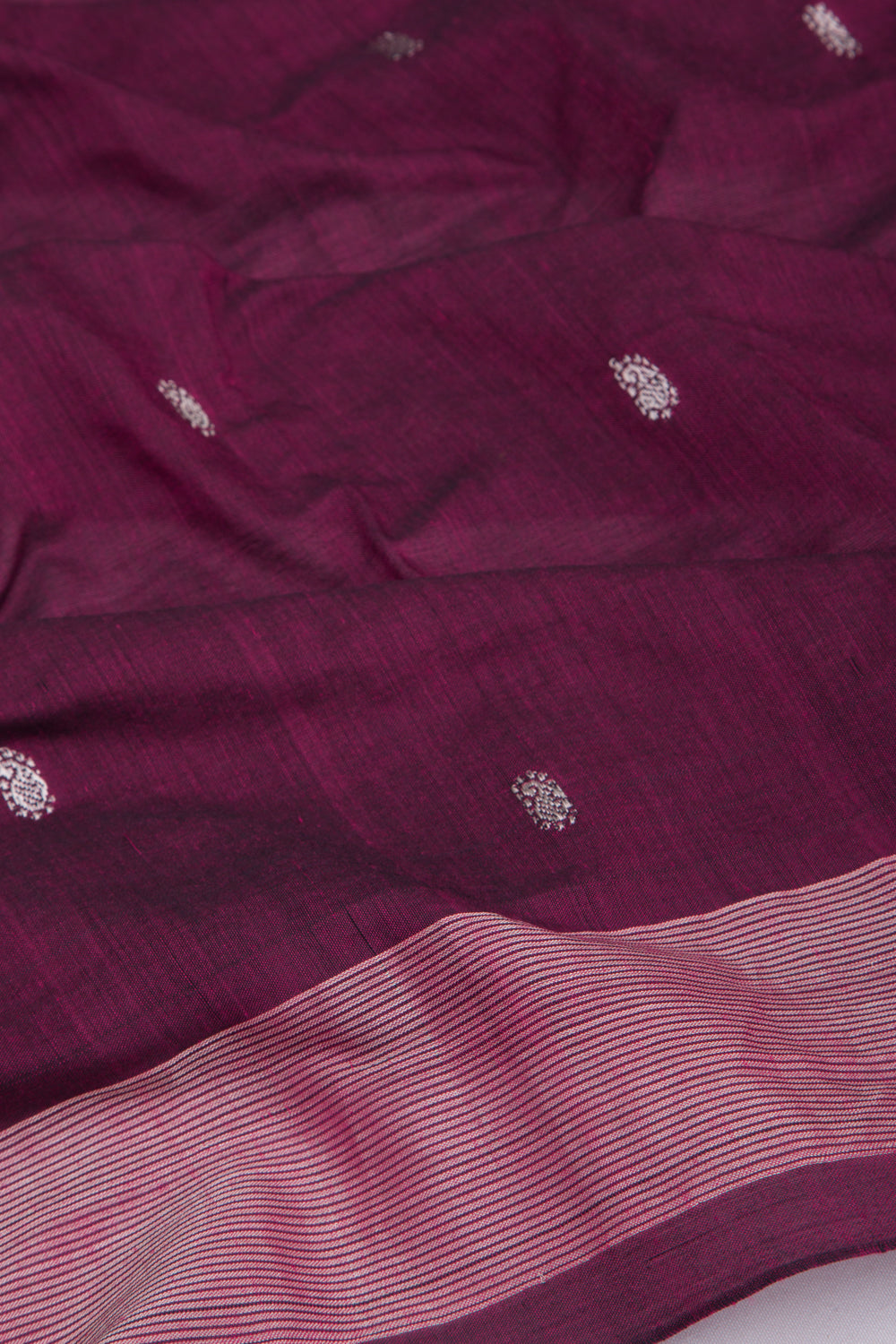 Paithani Cotton Butta Burgundy Saree