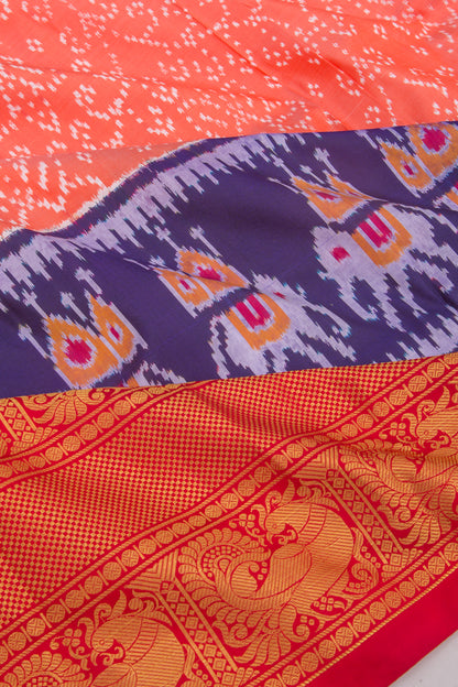 Kanchipuram Silk Ikat Pastel Orange Saree