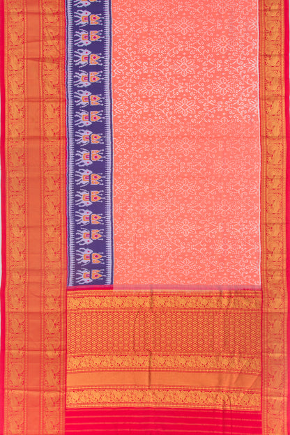 Kanchipuram Silk Ikat Pastel Orange Saree