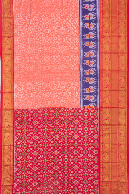 Kanchipuram Silk Ikat Pastel Orange Saree
