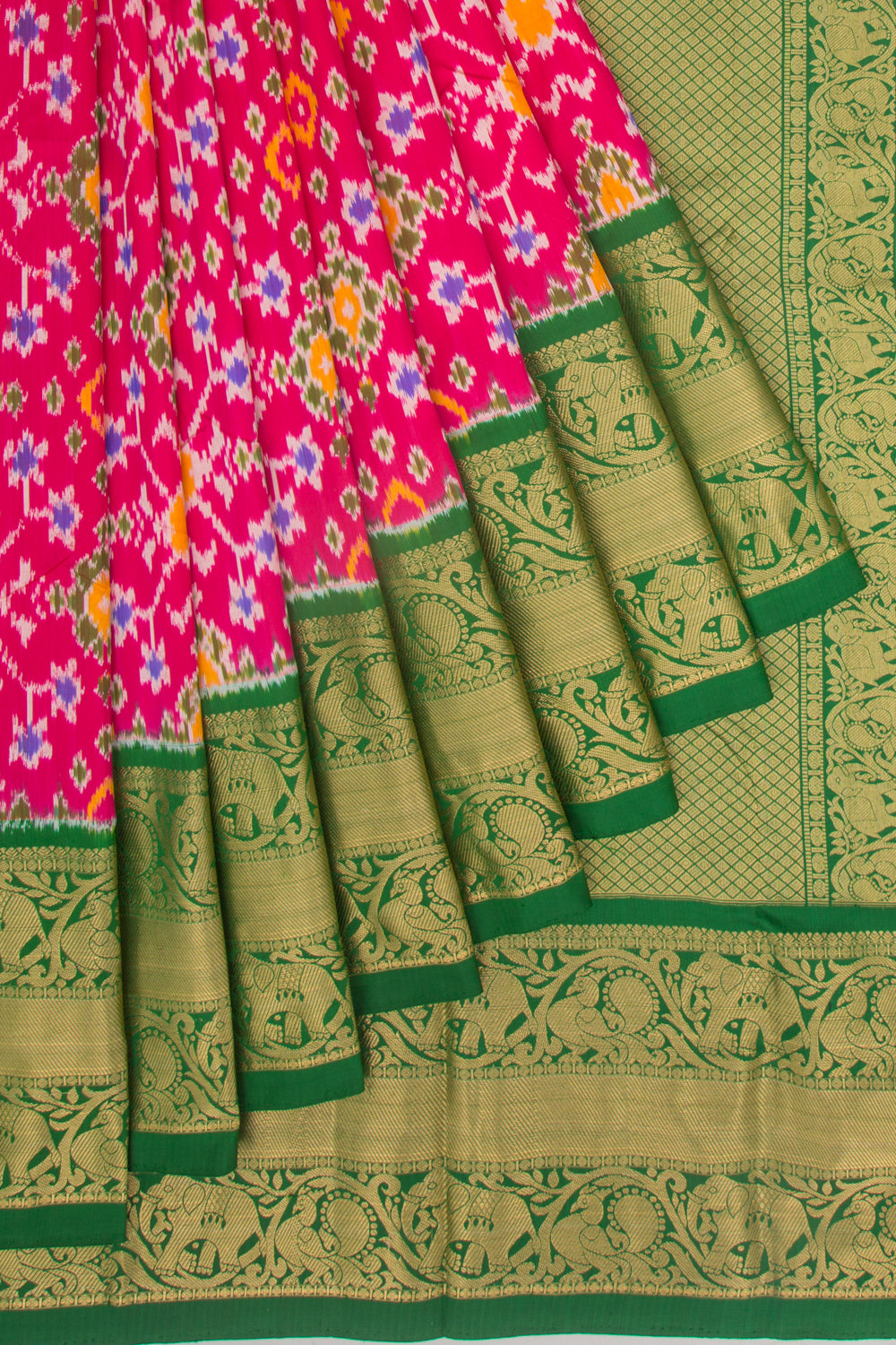 Kanchipuram Silk Ikat Pink Saree