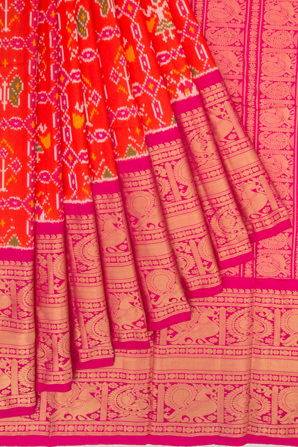 Kanchipuram Silk Ikat Scarlet Red Saree