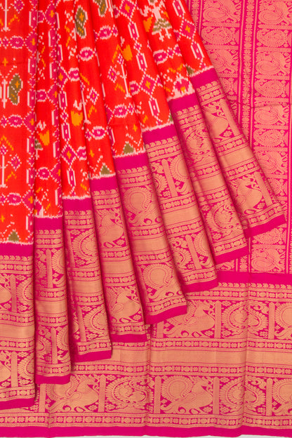 Kanchipuram Silk Ikat Scarlet Red Saree
