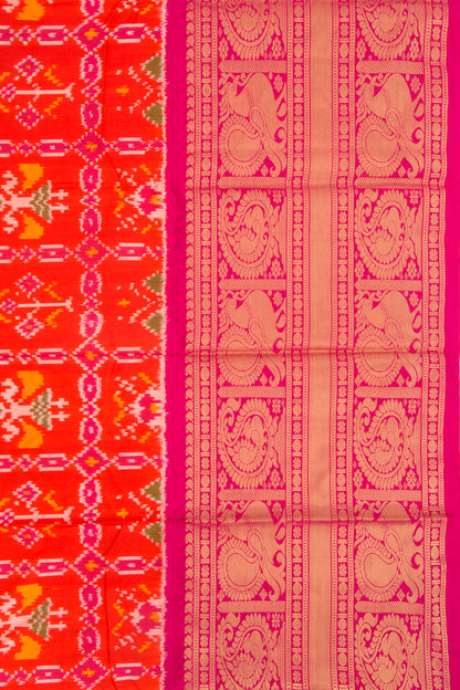 Kanchipuram Silk Ikat Scarlet Red Saree