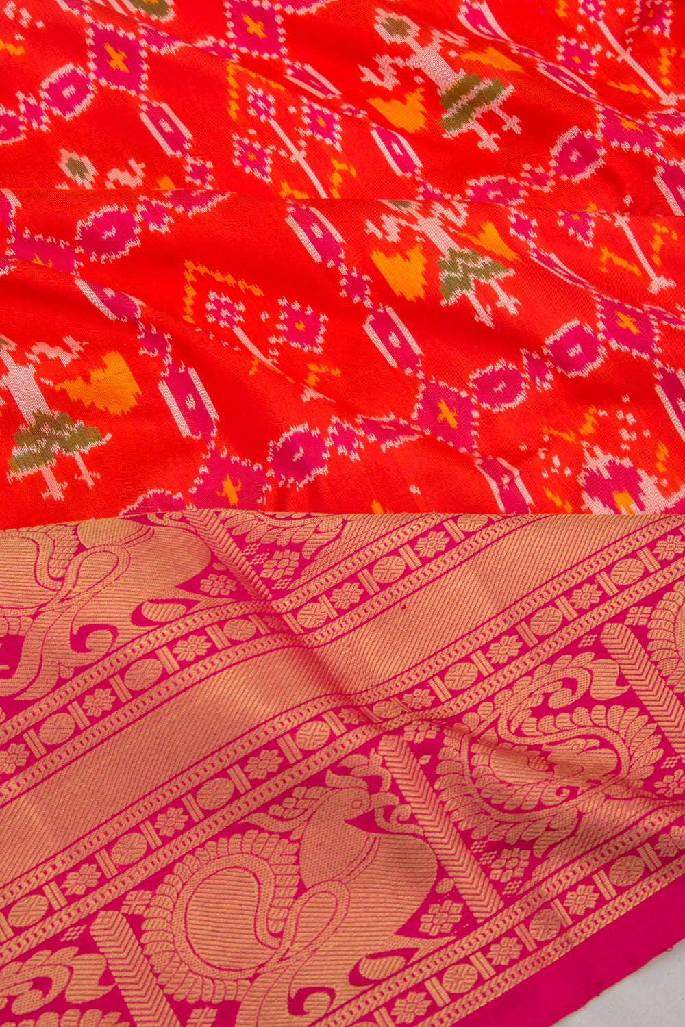 Kanchipuram Silk Ikat Scarlet Red Saree