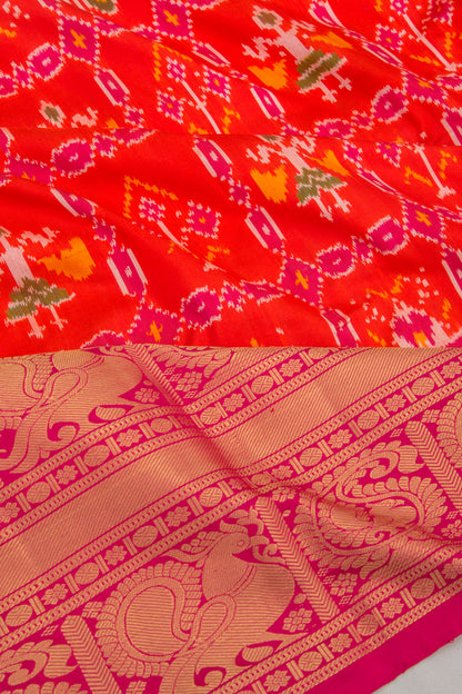 Kanchipuram Silk Ikat Scarlet Red Saree