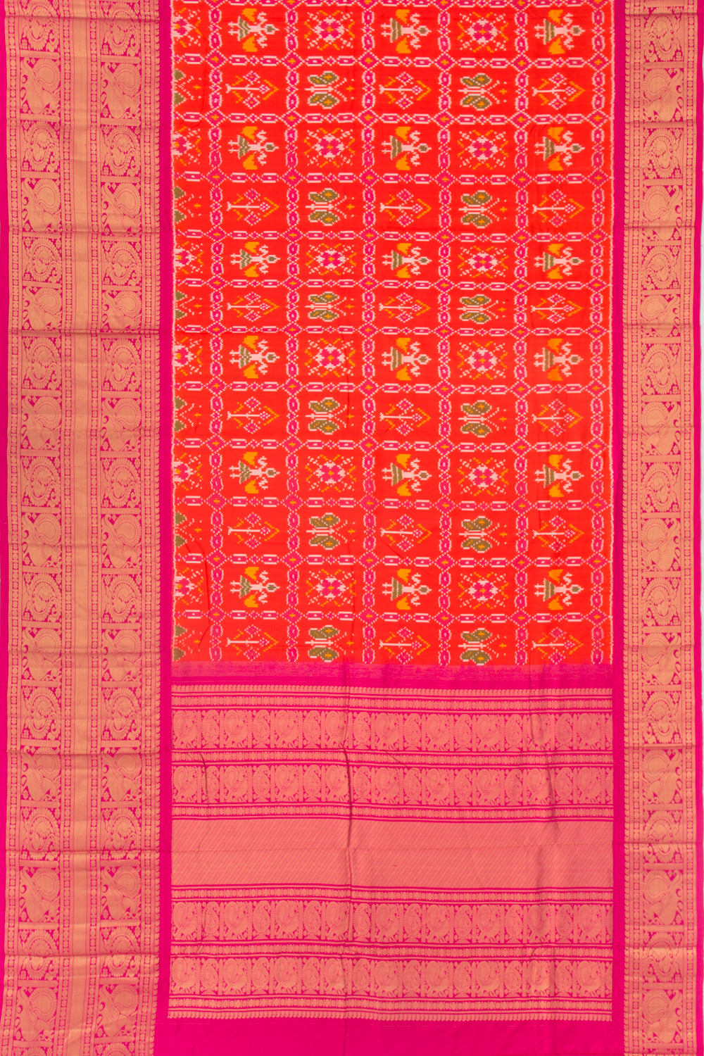 Kanchipuram Silk Ikat Scarlet Red Saree