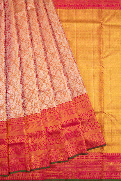 Kanchipuram Silk Tissue Brocade Orange Saree