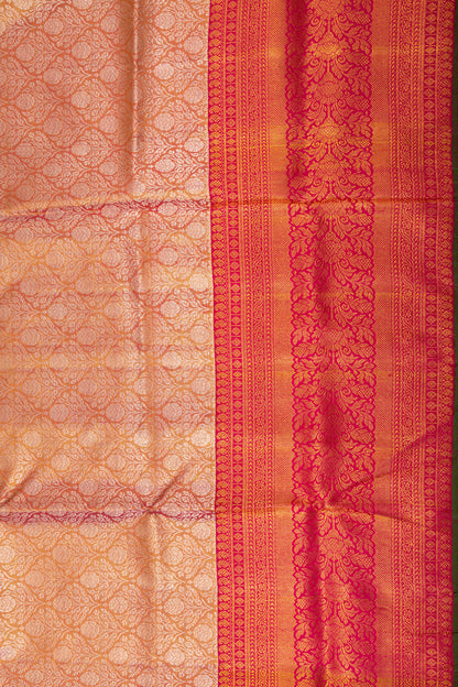 Kanchipuram Silk Tissue Brocade Orange Saree