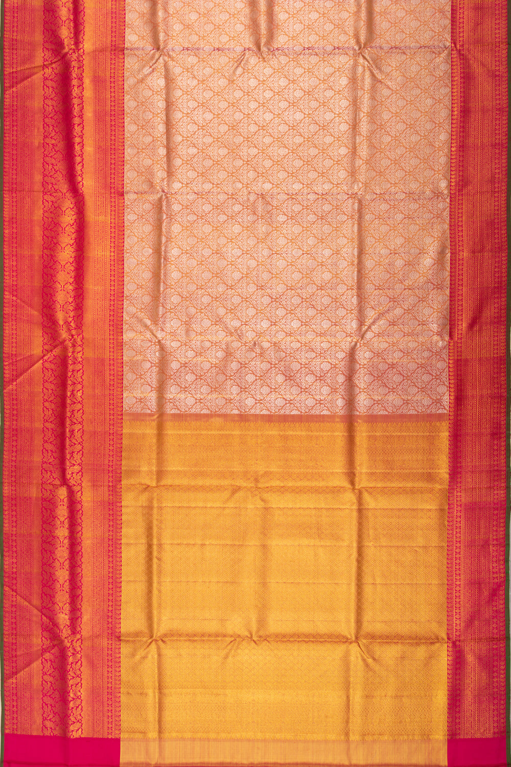 Kanchipuram Silk Tissue Brocade Orange Saree