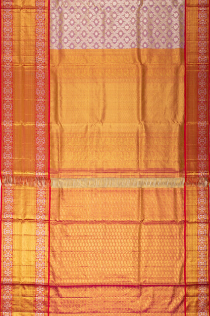 Kanchipuram Silk Tissue Criss-Cross Checks And Butta Purple Saree