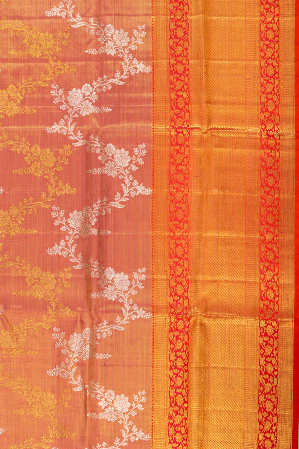 Kanchipuram Silk Tissue Jaal Red Saree