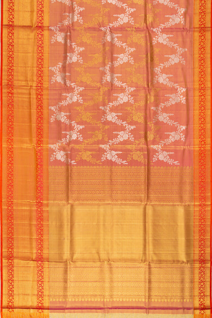 Kanchipuram Silk Tissue Jaal Red Saree