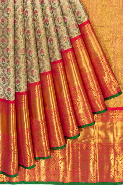 Kanchipuram Silk Tissue Brocade Gold Saree