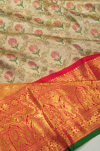 Kanchipuram Silk Tissue Brocade Gold Saree