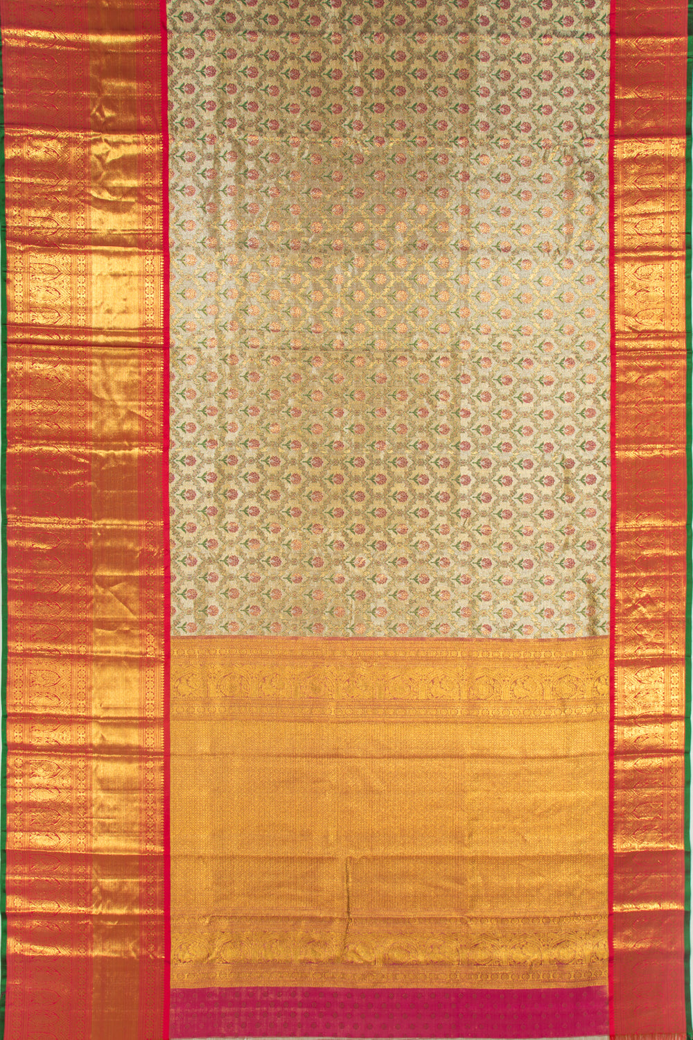 Kanchipuram Silk Tissue Brocade Gold Saree