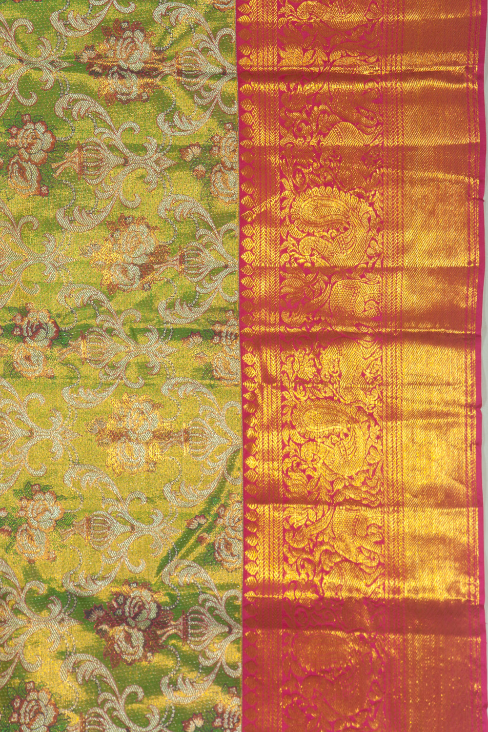 Kanchipuram Silk Tissue Jaal Green Saree