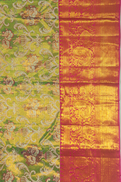 Kanchipuram Silk Tissue Jaal Green Saree