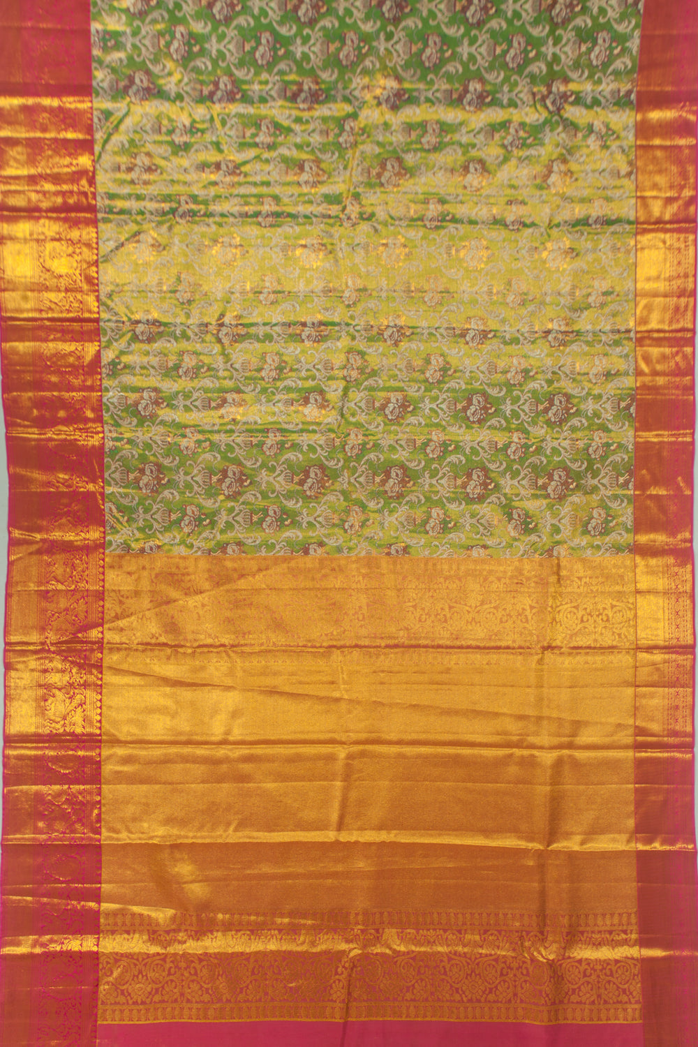 Kanchipuram Silk Tissue Jaal Green Saree